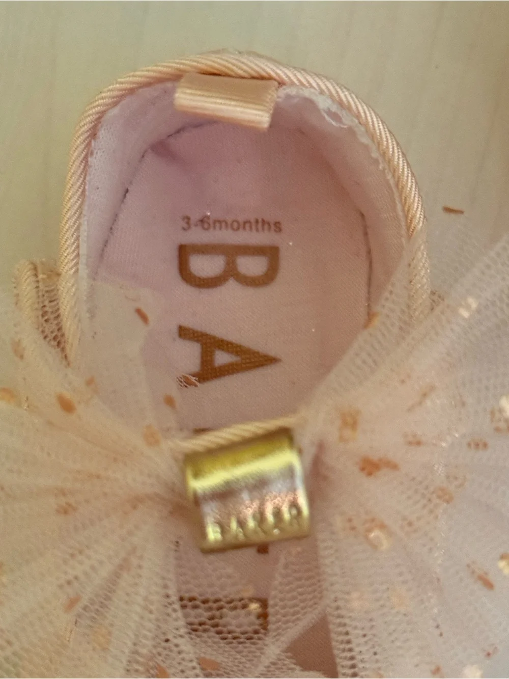 Ted Baker Girls' Rose Gold Glitter Tulle Bow Slip-On Shoes